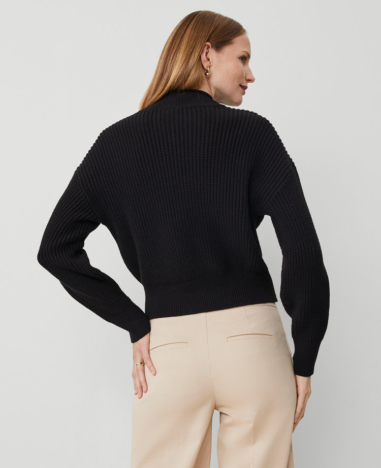 Ribbed Mock Neck Wedge Sweater