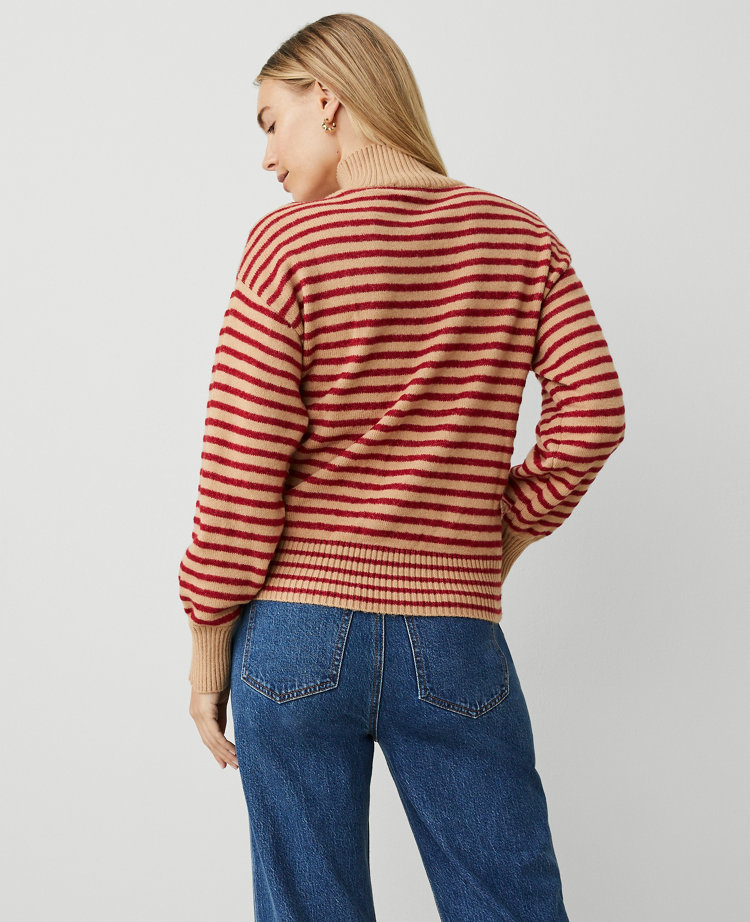 Turtleneck Stripe Drop Shoulder Sweater