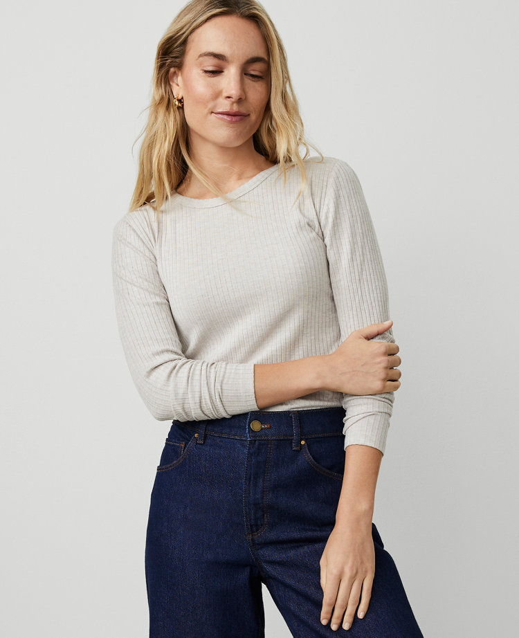 Ribbed Crew Neck Top