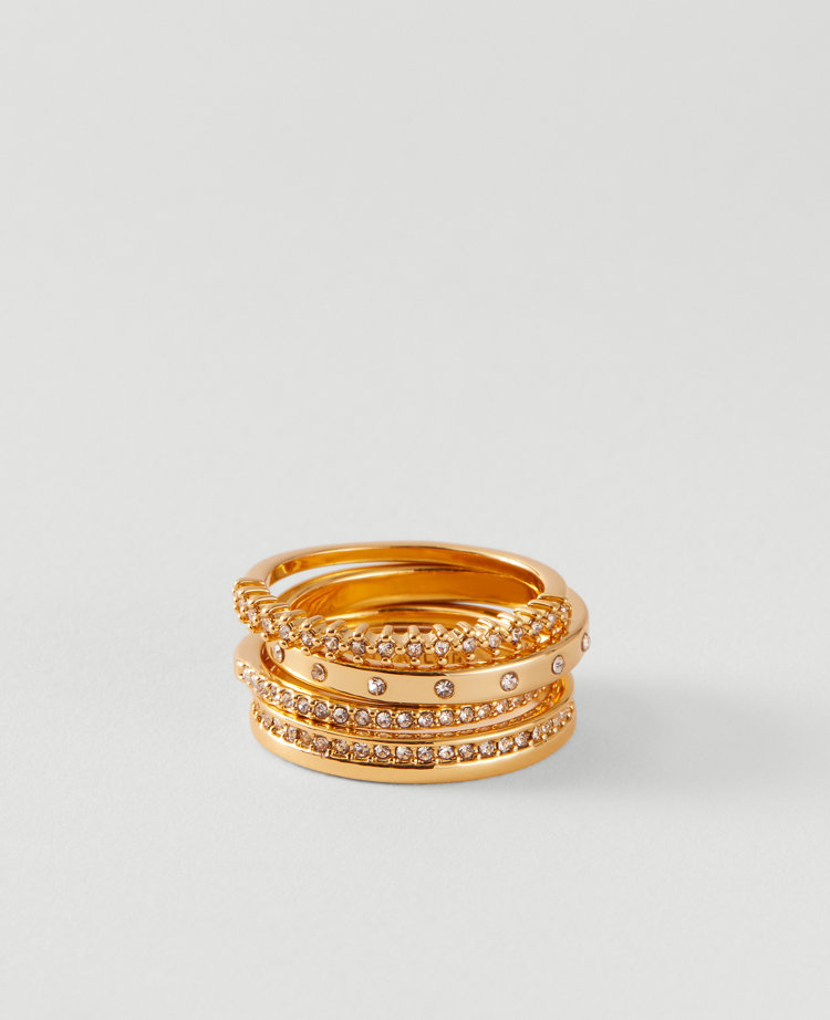 Ann Taylor Crystal Stacked Ring Set