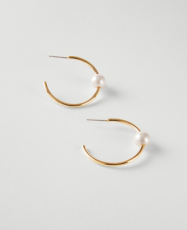 Ann Taylor Pearlized Hoop Earrings