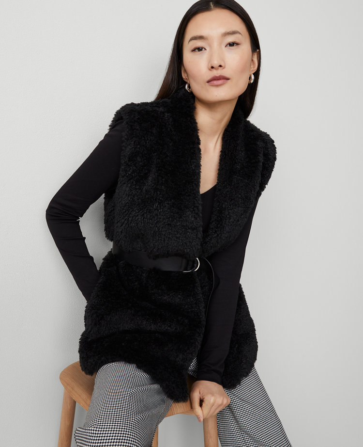 Petite Faux Fur Belted Vest