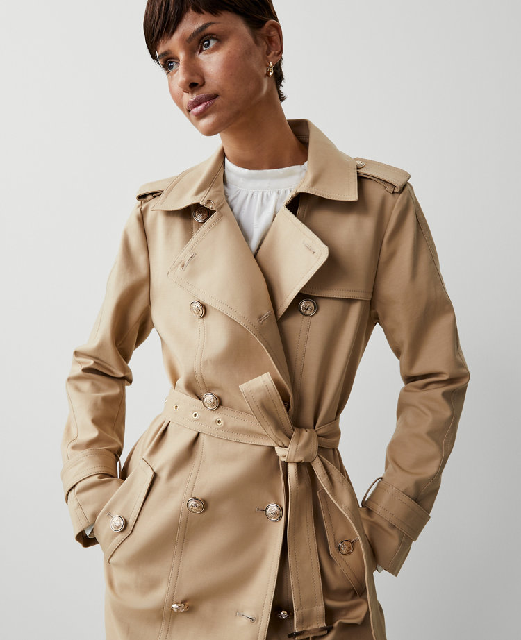 Ann Taylor Long Fitted Trench Coat Baguette Women's
