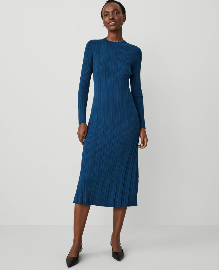 Petite Ribbed Mock Neck Sweater Dress