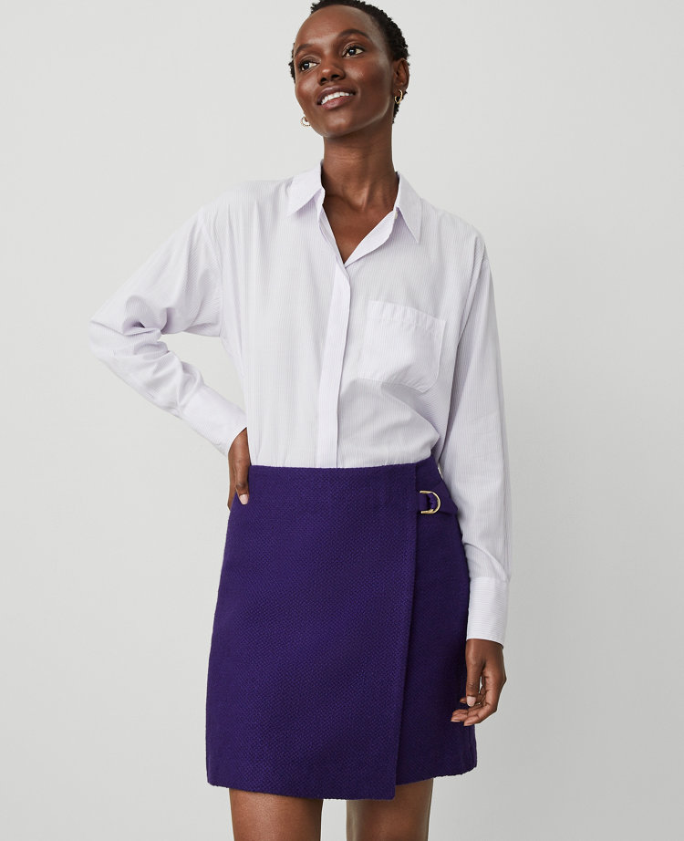 Tweed D-Ring Wrap Skirt
