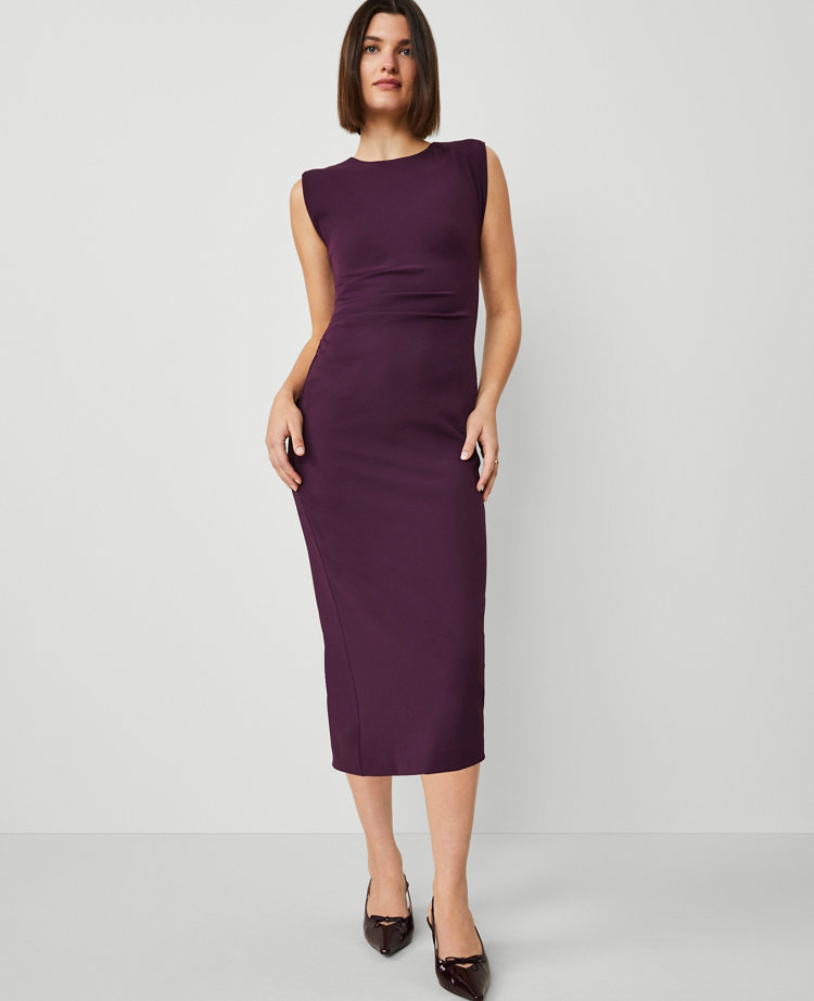 Petite Cap Sleeve Sheath Midi Dress