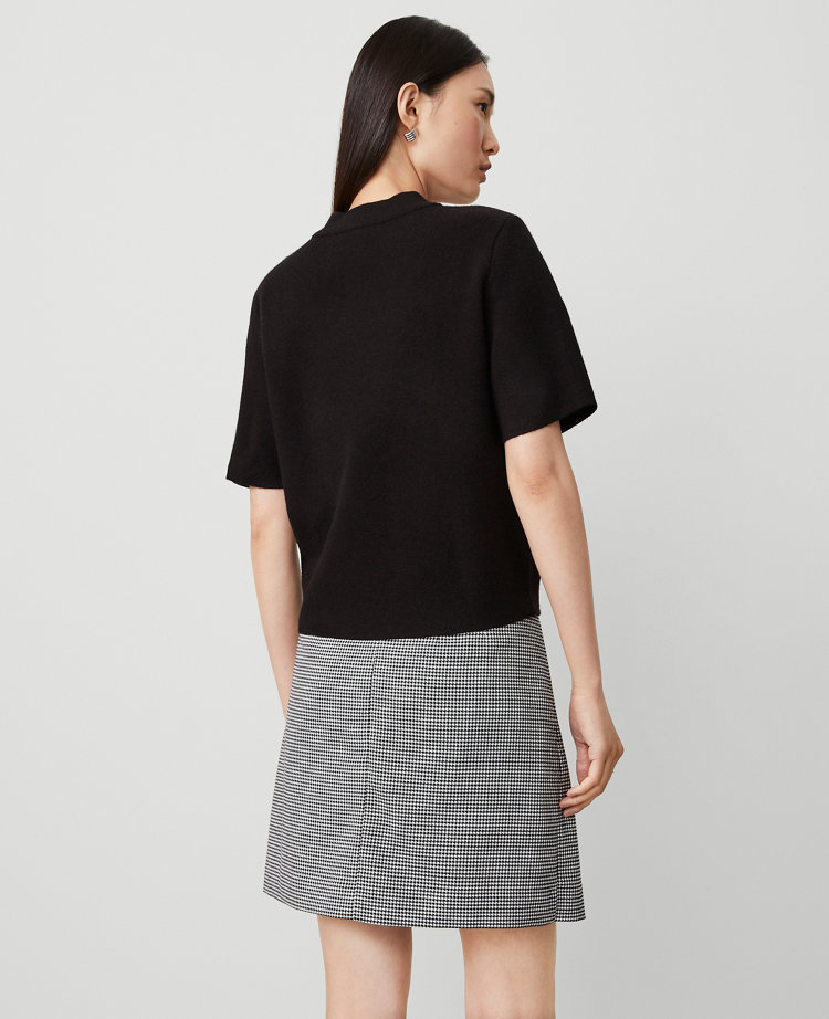 Petite Faux Leather Mixed Media Sweater Tee