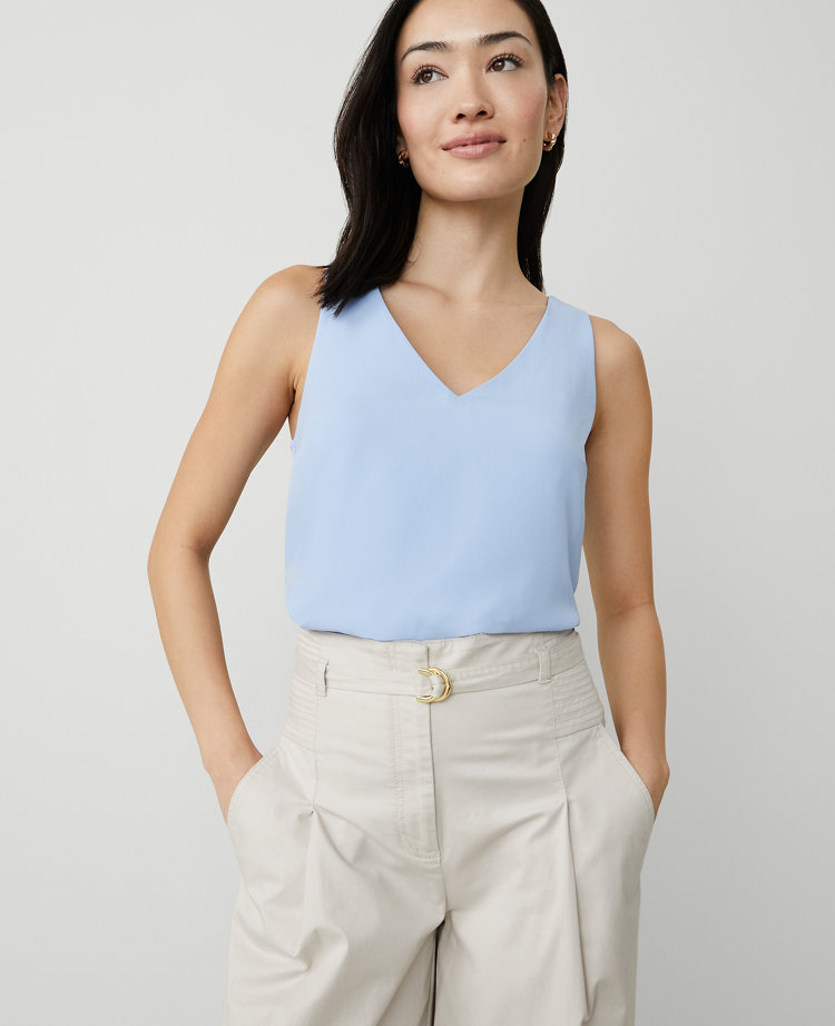 Mixed Media V-Neck Shell
