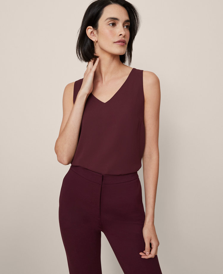 Mixed Media V-Neck Shell