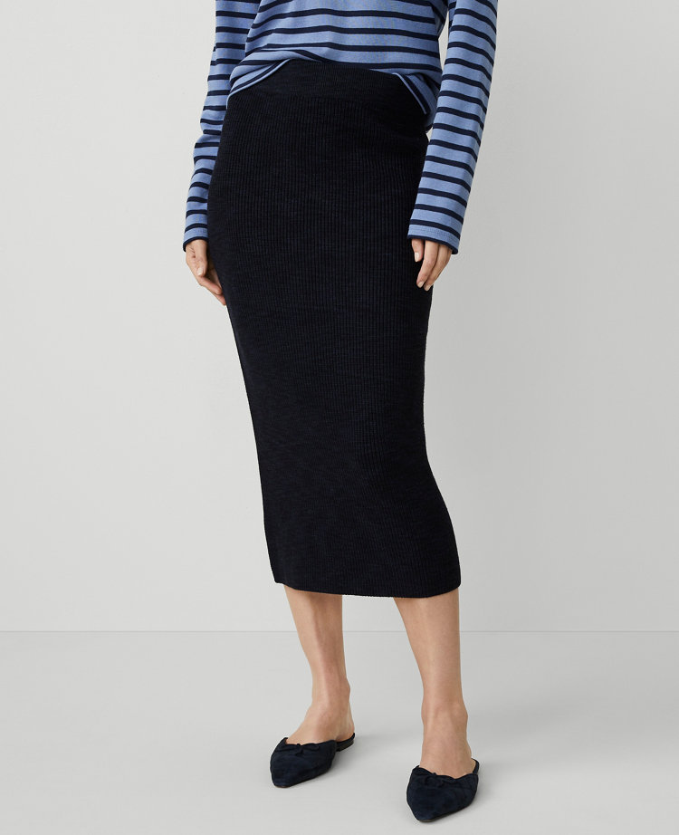 Ribbed Pencil Sweater Skirt