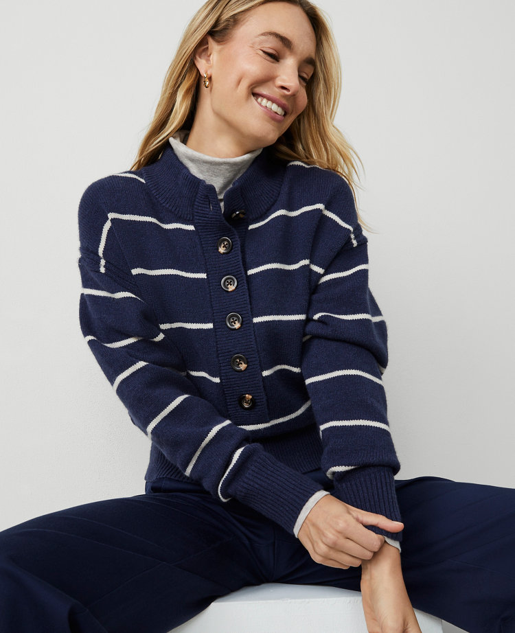 Petite Stripe Henley Sweater carousel Product Image 3