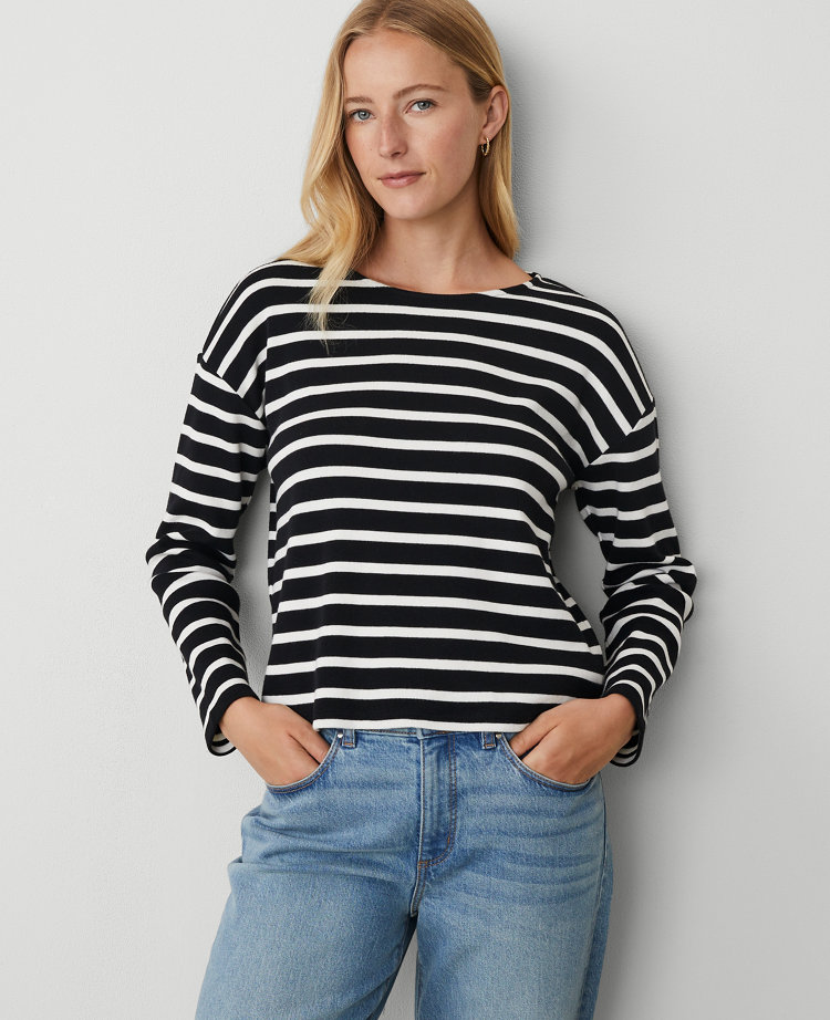 Petite Relaxed Sleeve Crew Neck Top