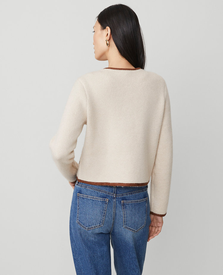 Petite Suede Trim Sweater Jacket