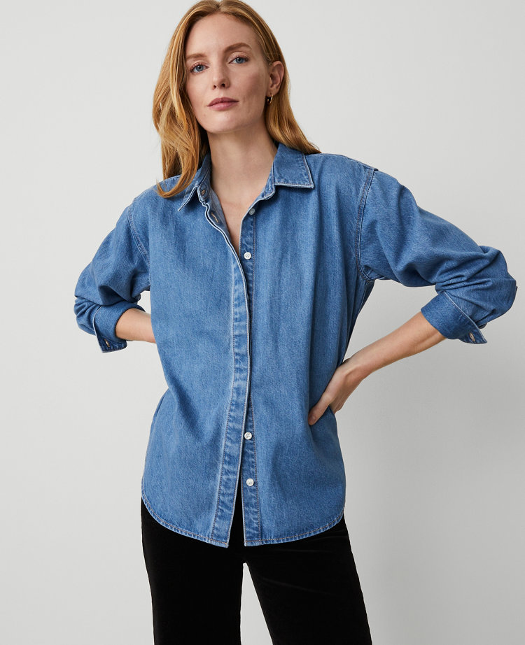 Petite Denim Oversized Shirt