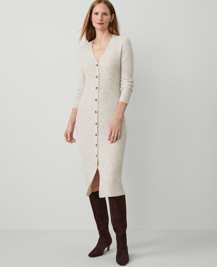 Cashmere Ribbed Cardigan Dress