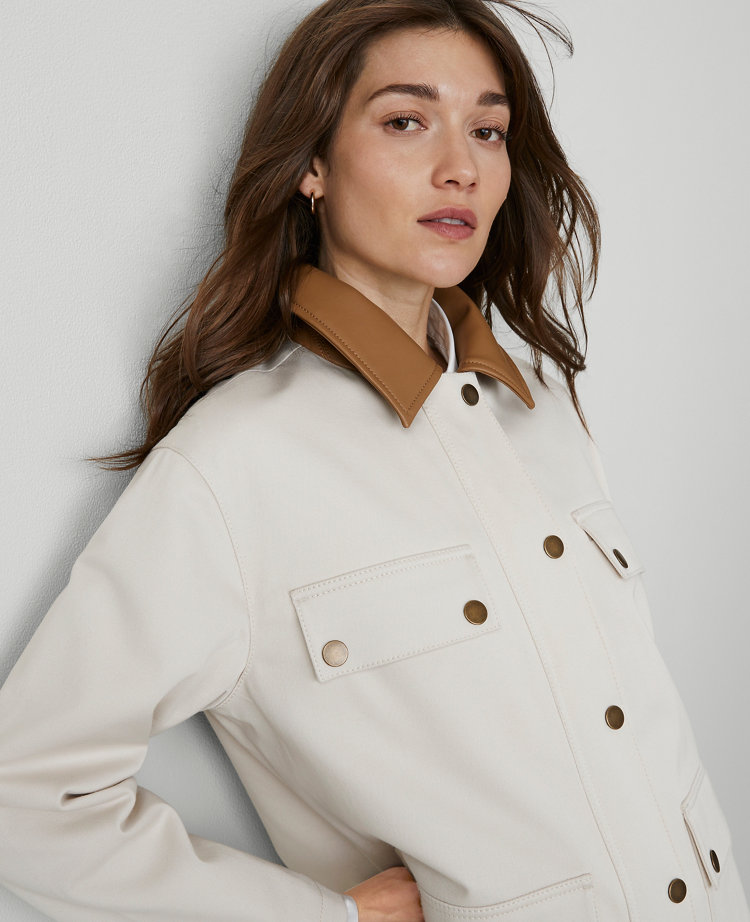 Weekend Collection Faux Leather Collared Jacket