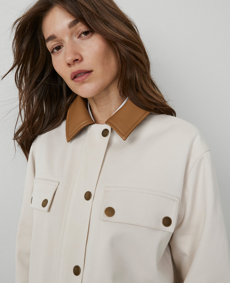 Weekend Collection Faux Leather Collared Jacket