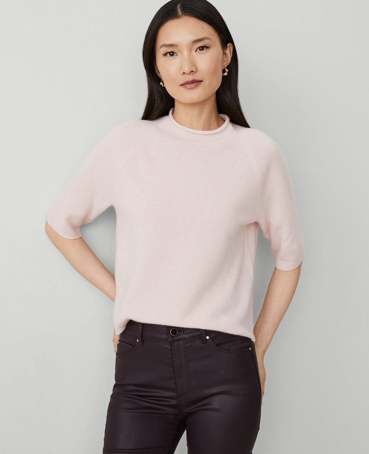 Petite Cashmere Relaxed Roll Neck Tee carousel Product Image 1