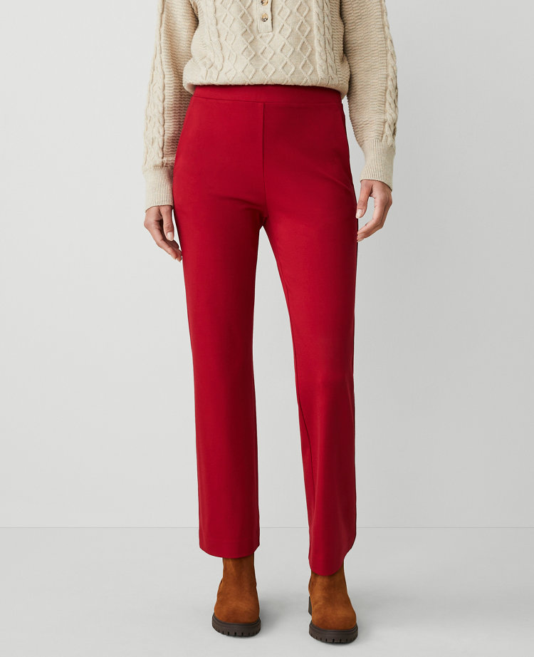 Ann Taylor Ponte Pull On Pant In Gingham Red