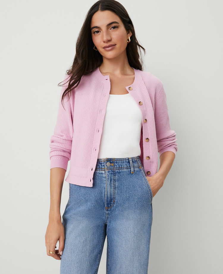ANN TAYLOR TEXTURED STITCH ANN CARDIGAN 