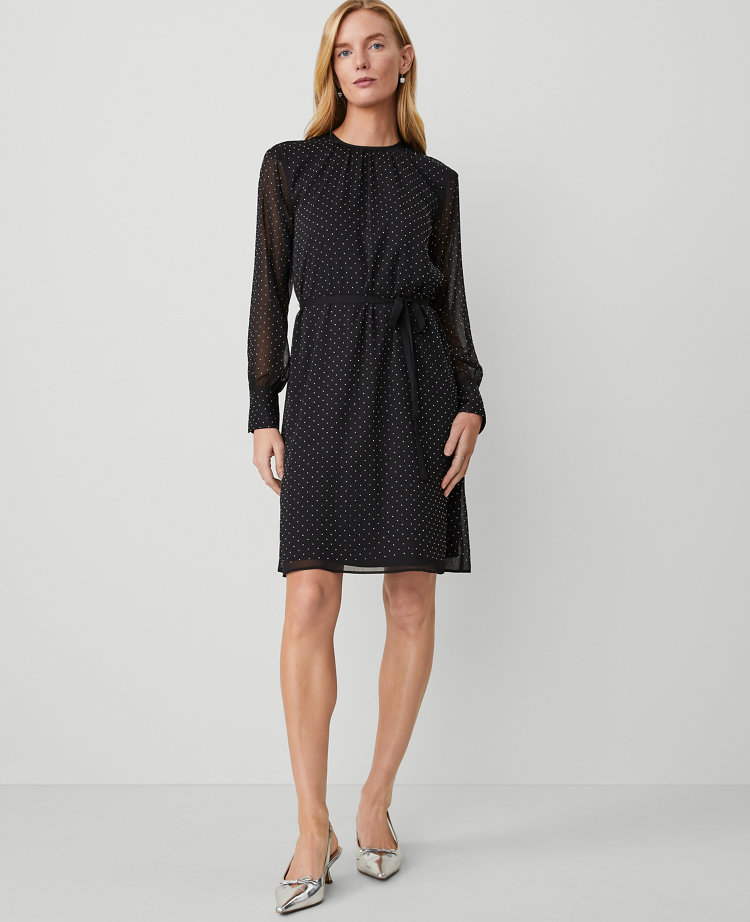 Petite Embellished Crew Neck Shift Dress