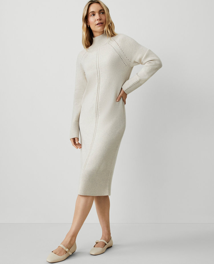 Petite Weekend Collection Mock Neck Raglan Sweater Dress