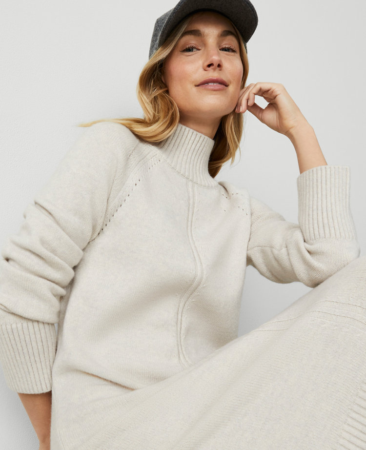 Petite Weekend Collection Mock Neck Raglan Sweater Dress