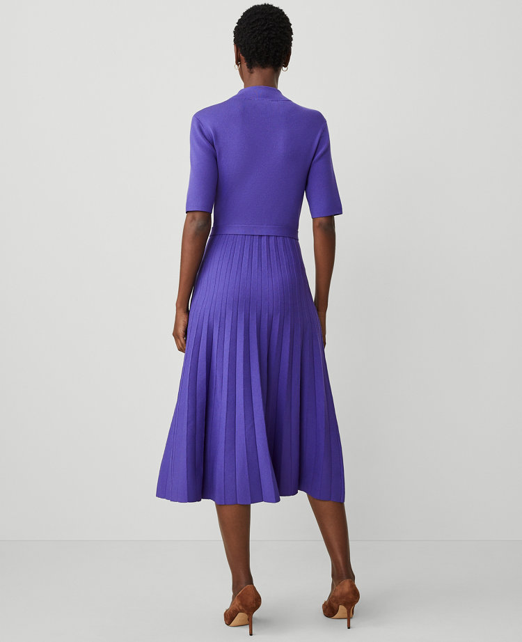 Petite Mock Belted Pleated Dress
