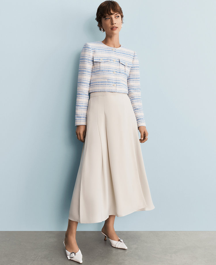 Pleated Wrap Midi Skirt