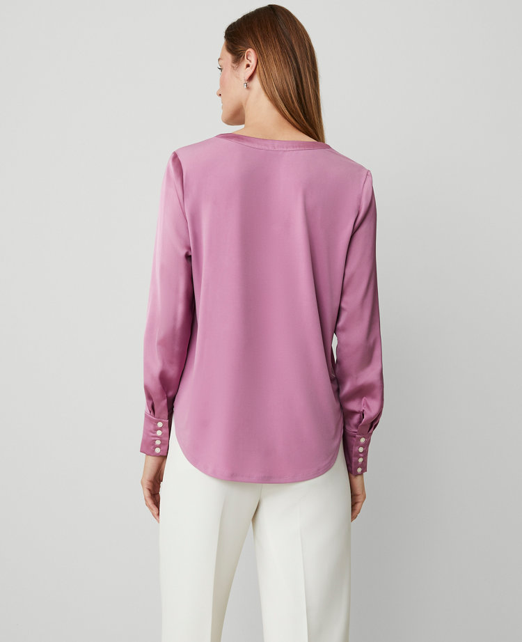 Shine Woven Pleat Front Top