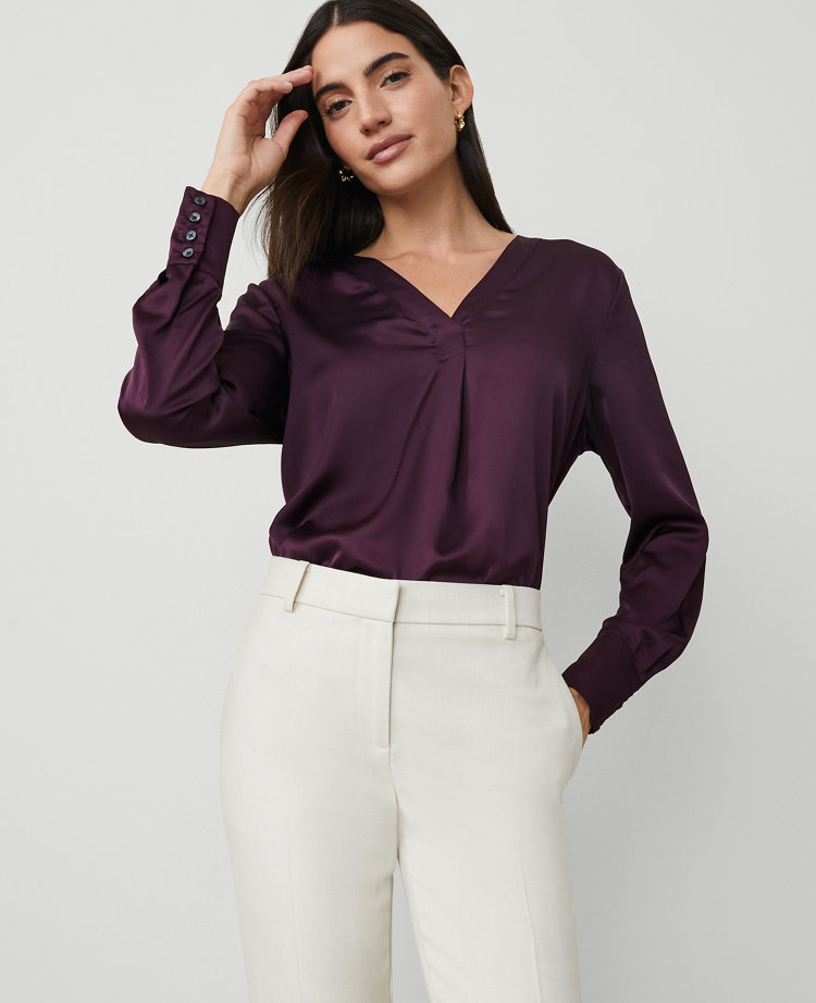 Shine Woven Pleat Front Top