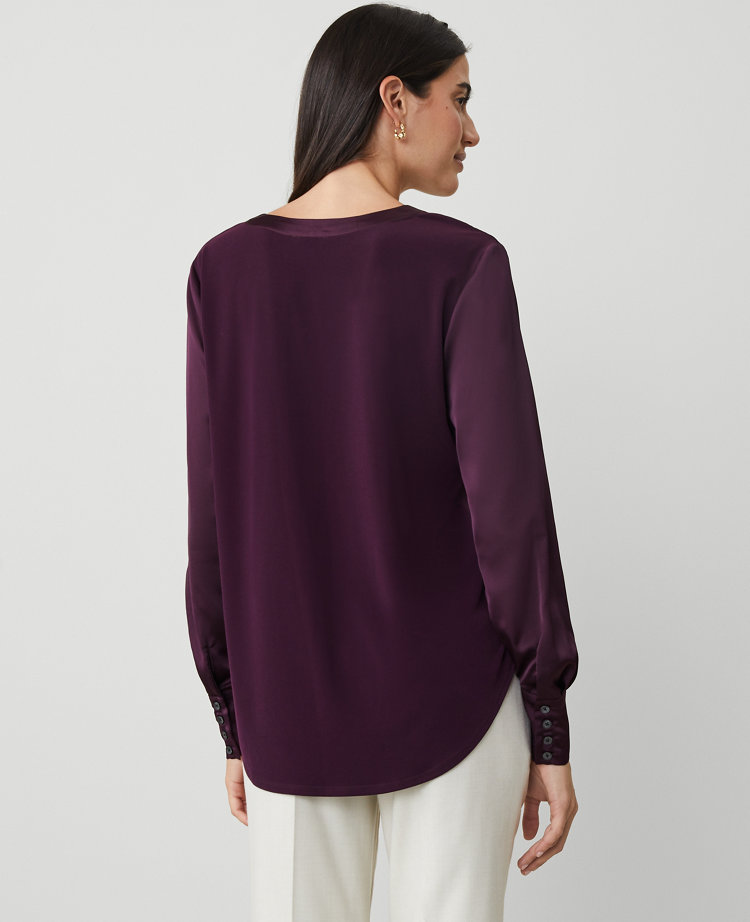 Shine Woven Pleat Front Top