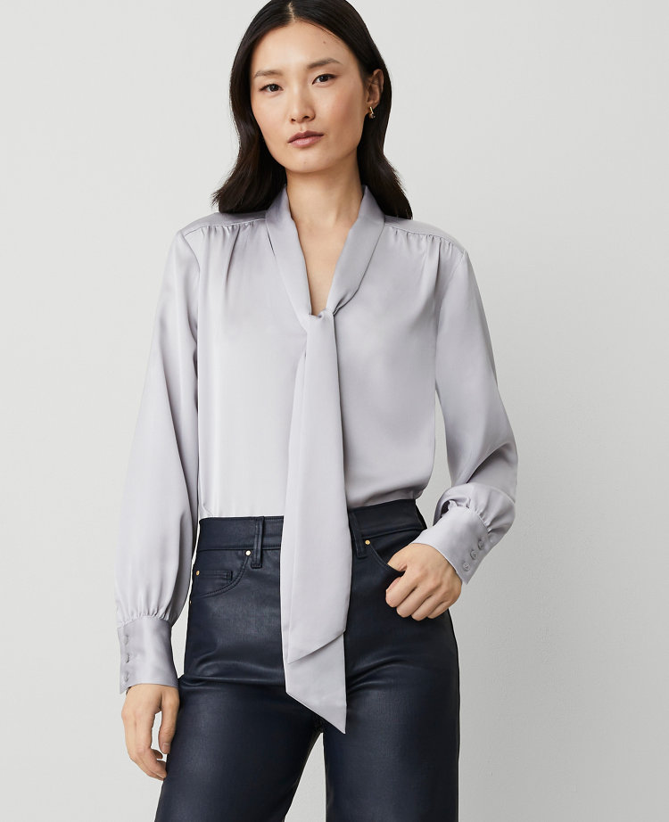 Satin Tie Neck Blouse