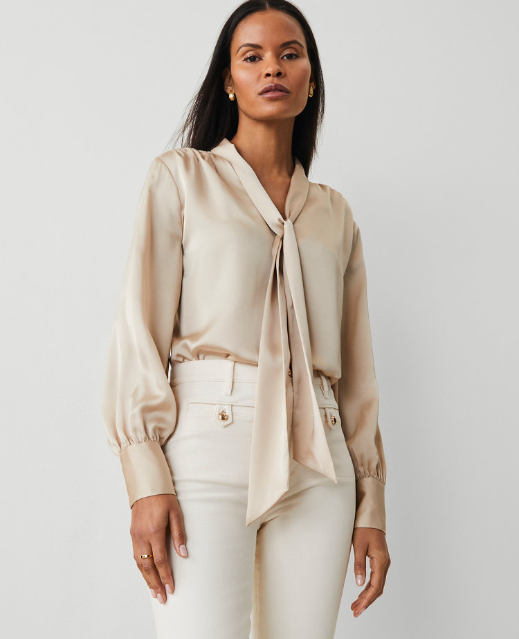 Satin Tie Neck Blouse