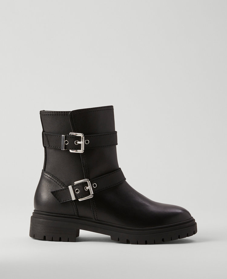 Weekend Collection Buckle Leather Bootie