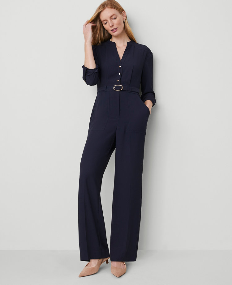 Belted V-Neck Jumpsuit