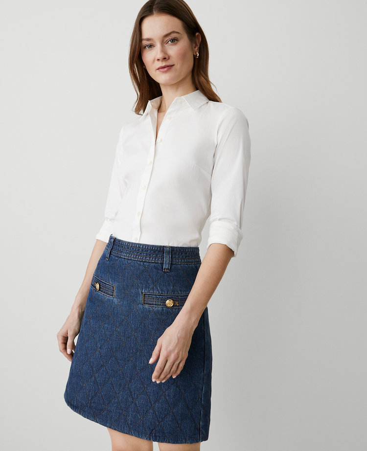 Quilted Denim Skirt