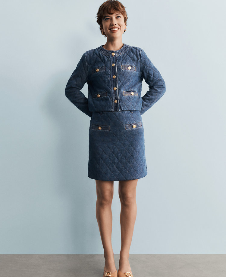 Quilted Denim Skirt