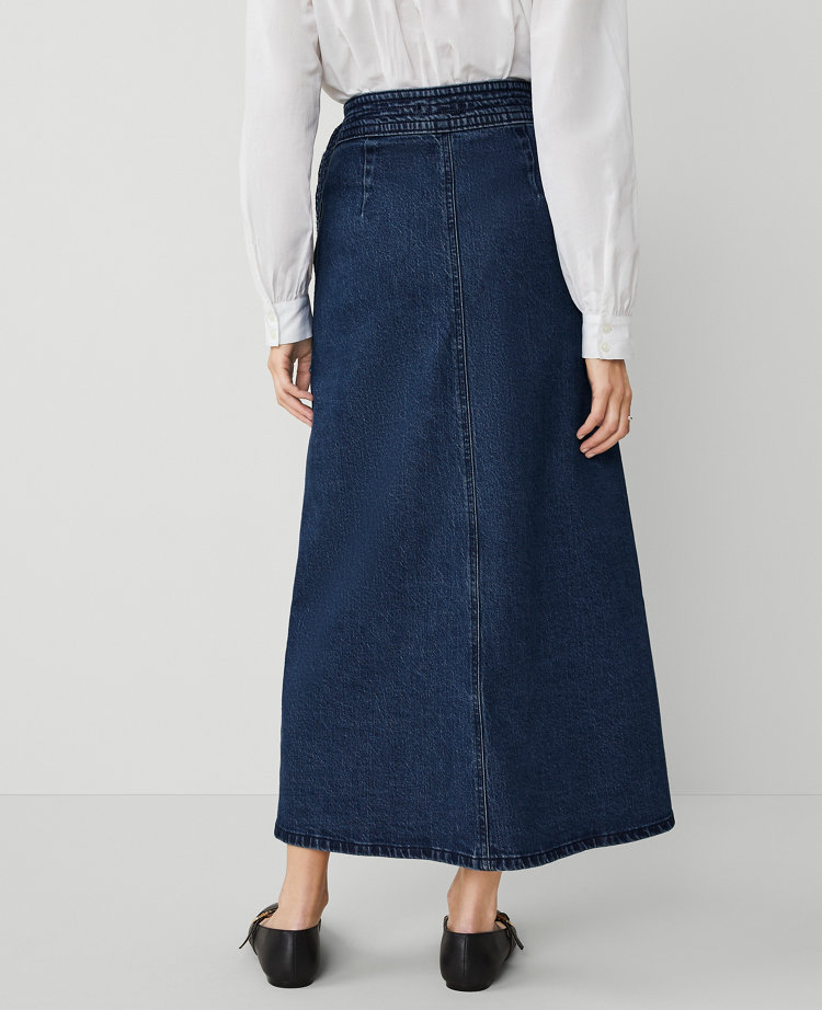 Petite Denim Wrap Maxi Skirt