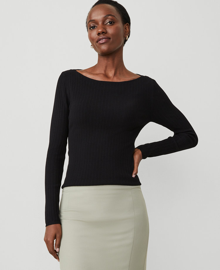 Ribbed Boatneck Sweater