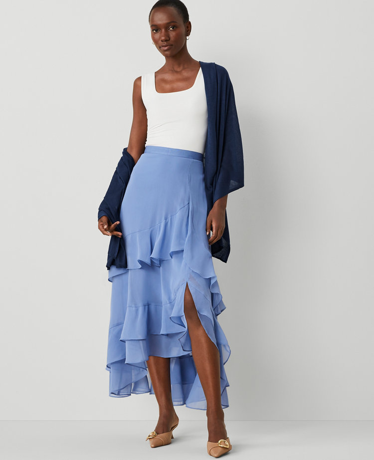 Chiffon Ruffle Maxi Skirt