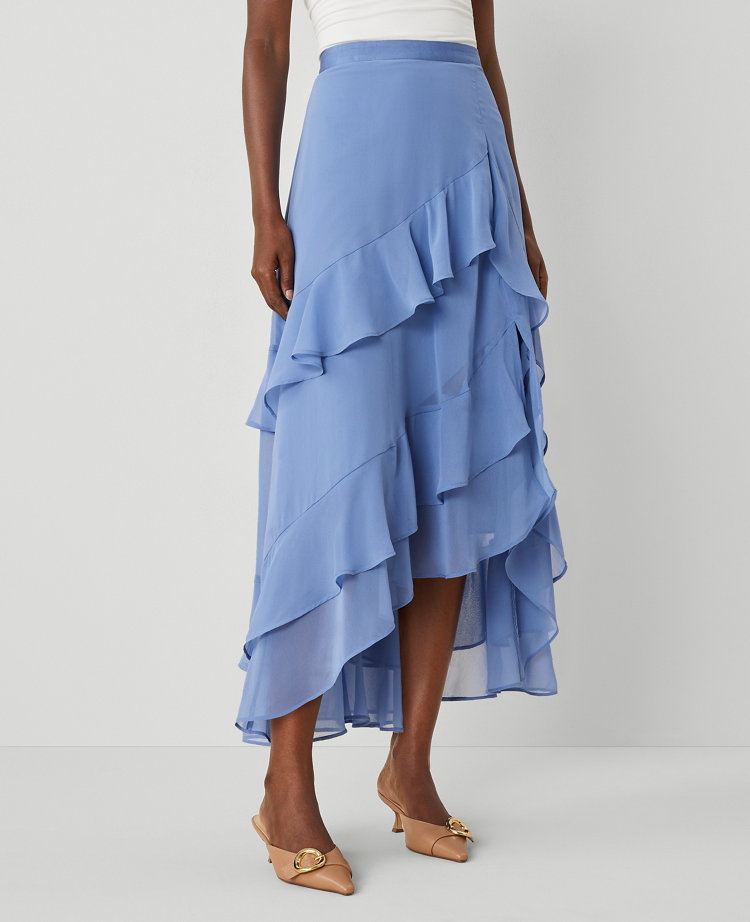 Chiffon Ruffle Maxi Skirt