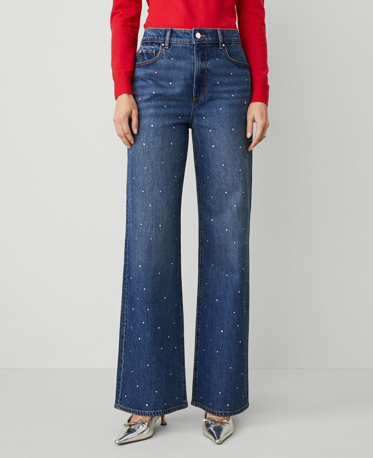 The Petite Embellished Wide-Leg Jean