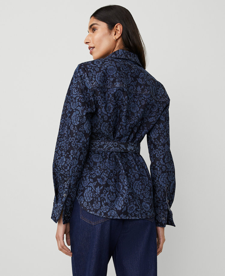 Floral Flared Denim Shirt