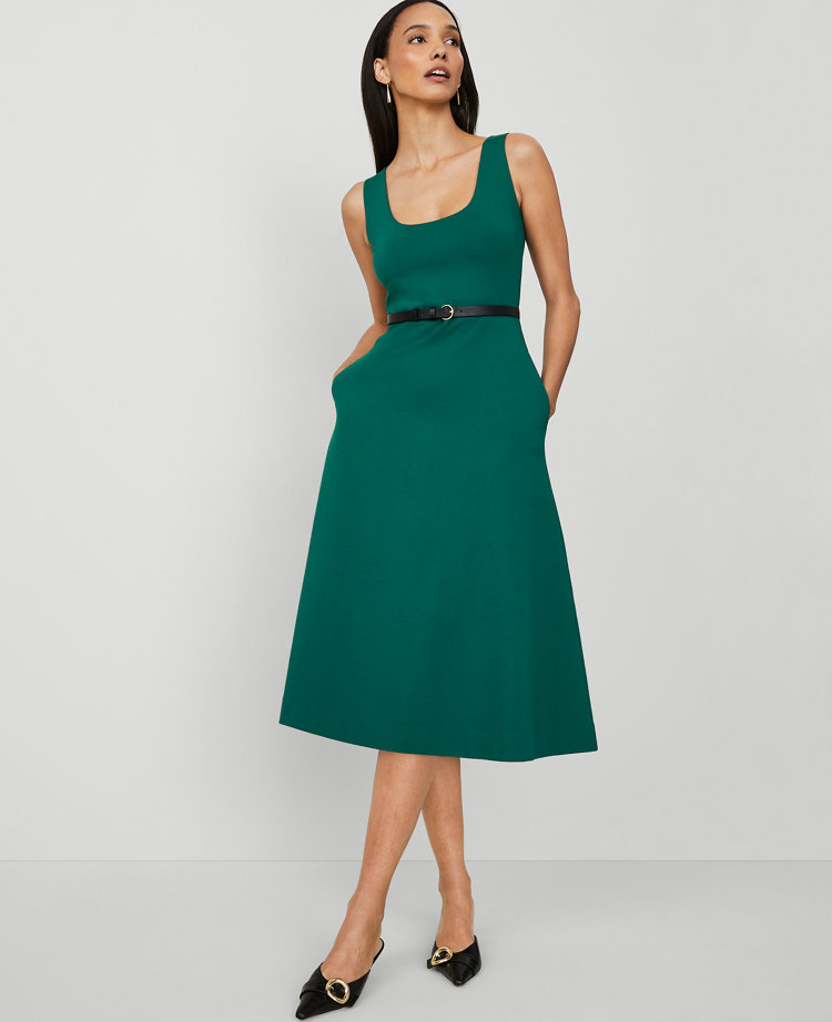 Ponte Sleeveless Midi Dress