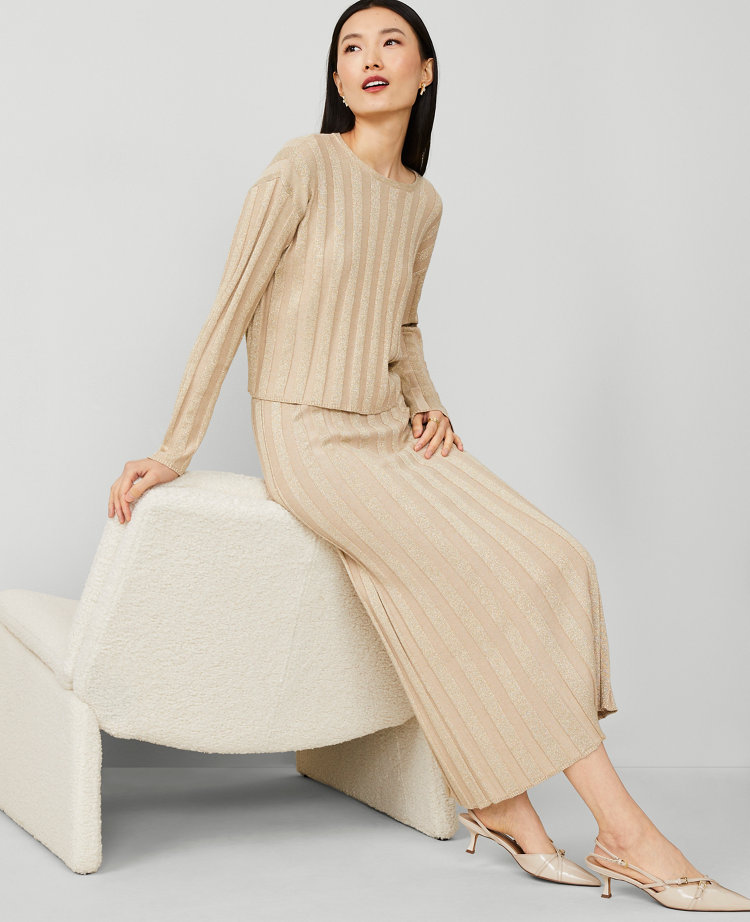 Shimmer Ribbed Sweater Skirt