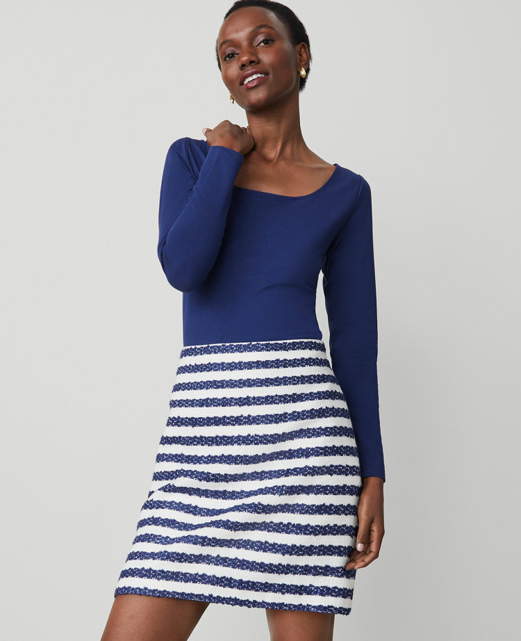 Striped Bouclé Tweed Skirt