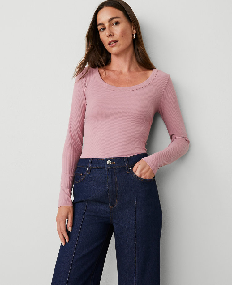 Petite Weekend Collection Long Sleeve Scoop Neck Tee