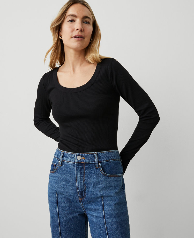 Petite Long Sleeve Scoop Neck Tee