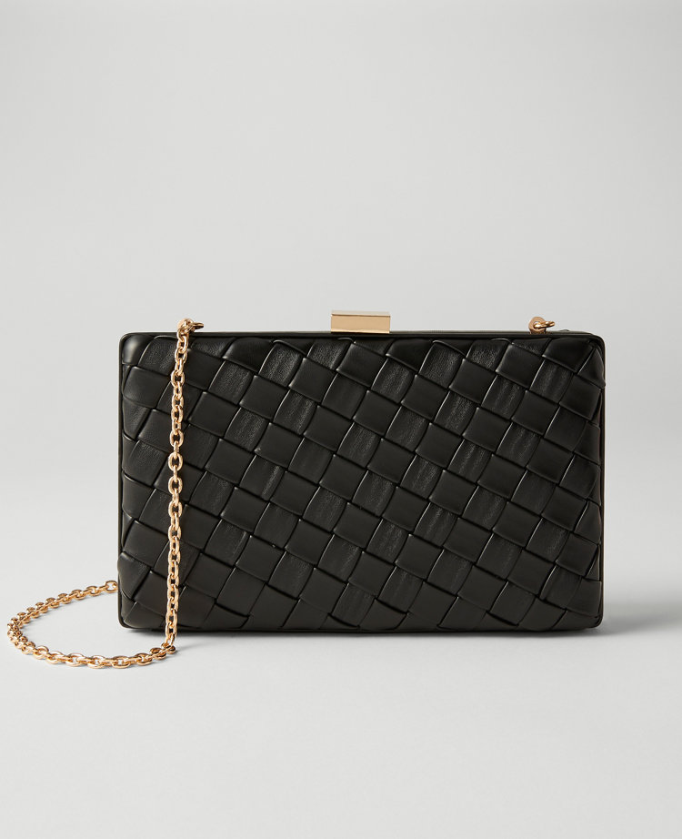 Woven Leather Hard Clutch